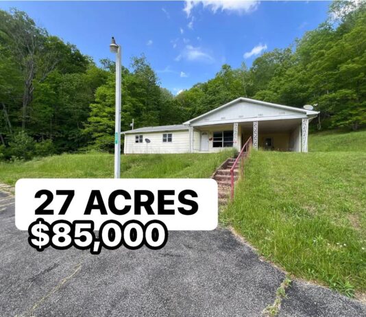 Renovation-Ready Home Site on 27.4 Acres with Utilities and Outbuildings Near Duck, West Virginia