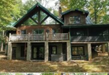 101-acre hideaway with rustic mountain lodge.
