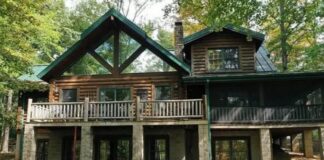 101-acre hideaway with rustic mountain lodge.