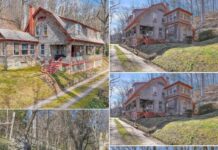 Look inside! Sweet interior! Love the stone entrance. Six acres in Pennsylvania.